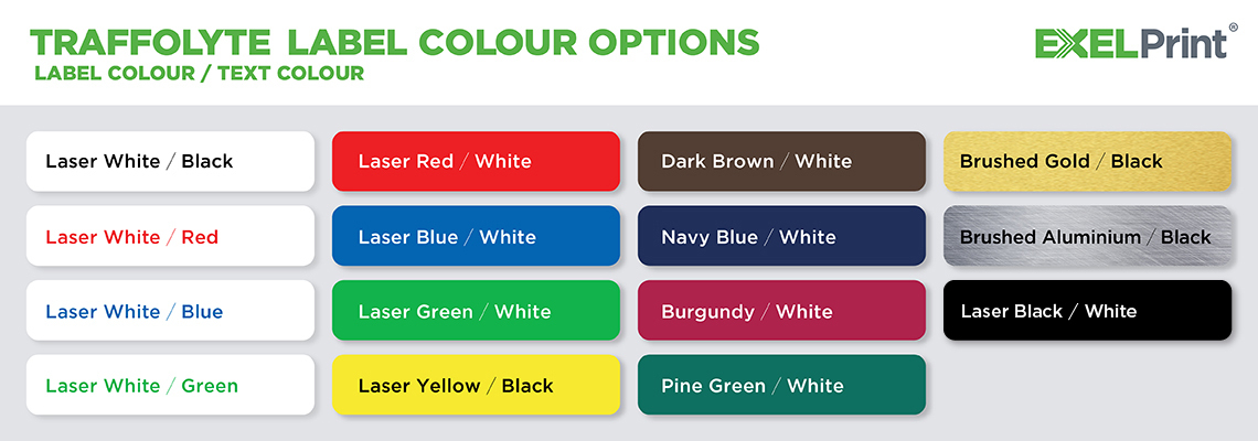 Traffolyte Label Colour Options Australia